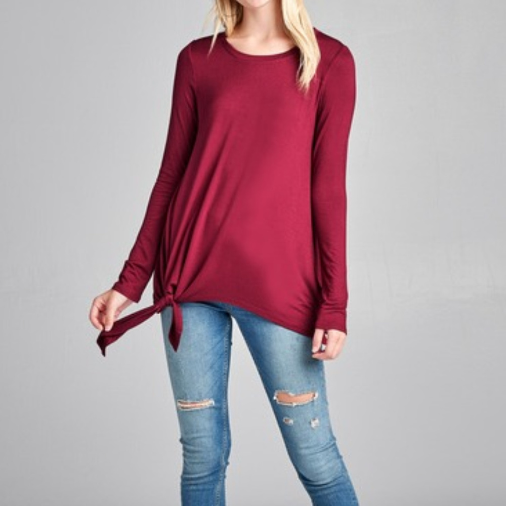 NWT- Women's Side Knot LS Rayon/Spandex Top